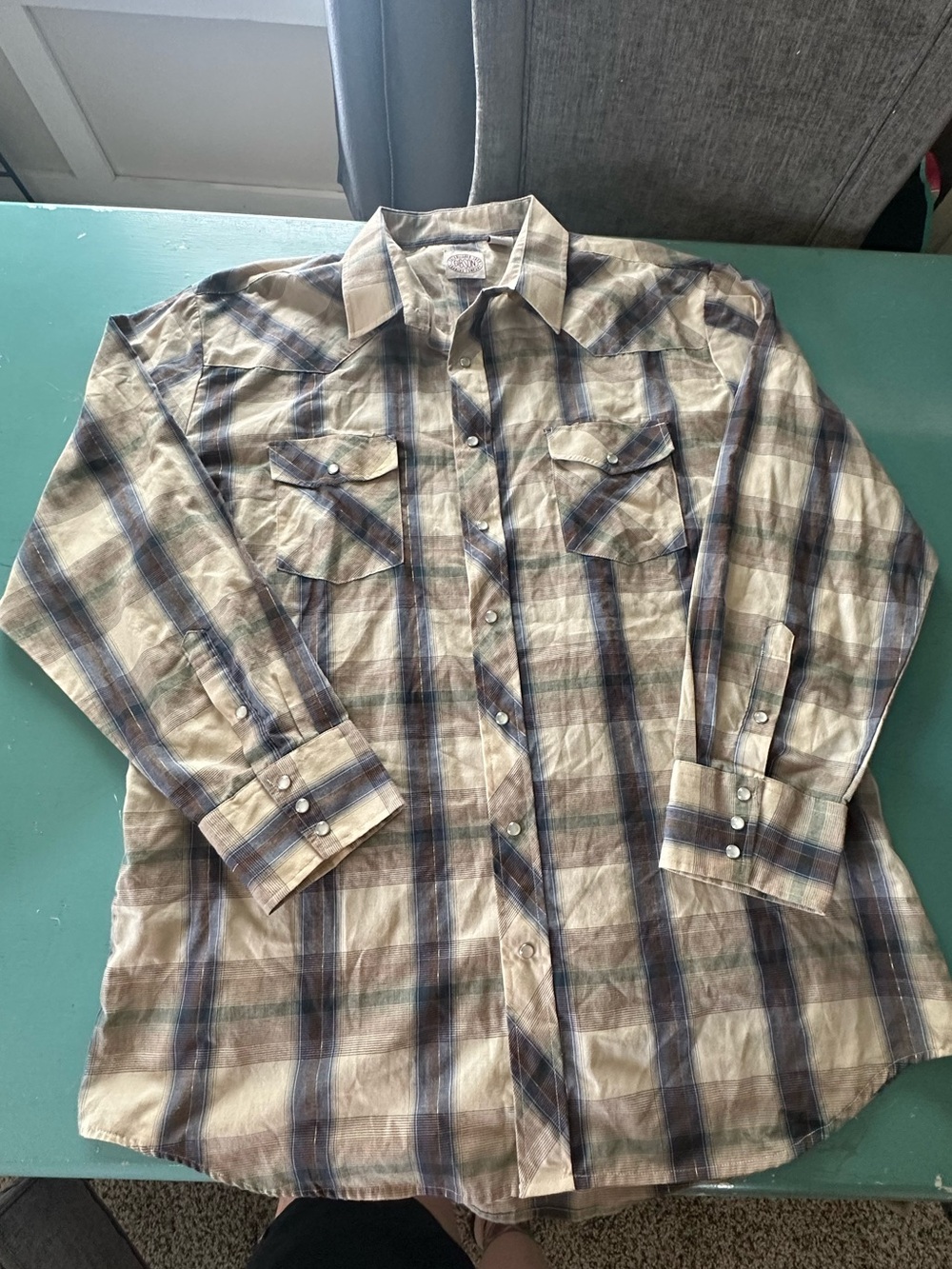 Gibson Men's Plaid Button-Down Shirt in Tan, Brown, Blue